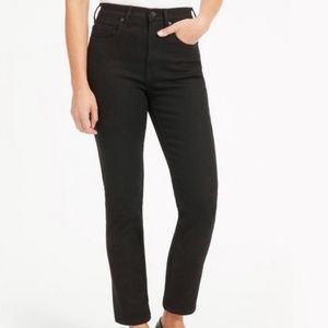 Everlane High Rise Straight Jeans Raw Hem Black